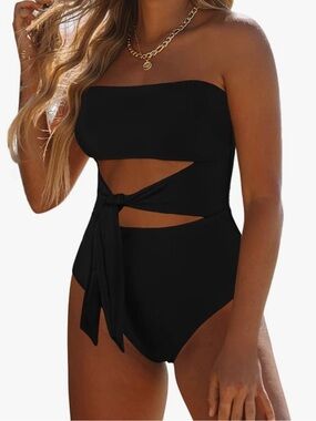 Cupshe Black Kids One-Piece Swimsuit with Tie - Brand New without Tags
